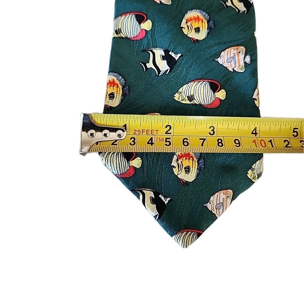 Antipodean Made in Australia Pure Silk Men's Tie Teal‎ With Tropical Fish - Picture 4 of 5